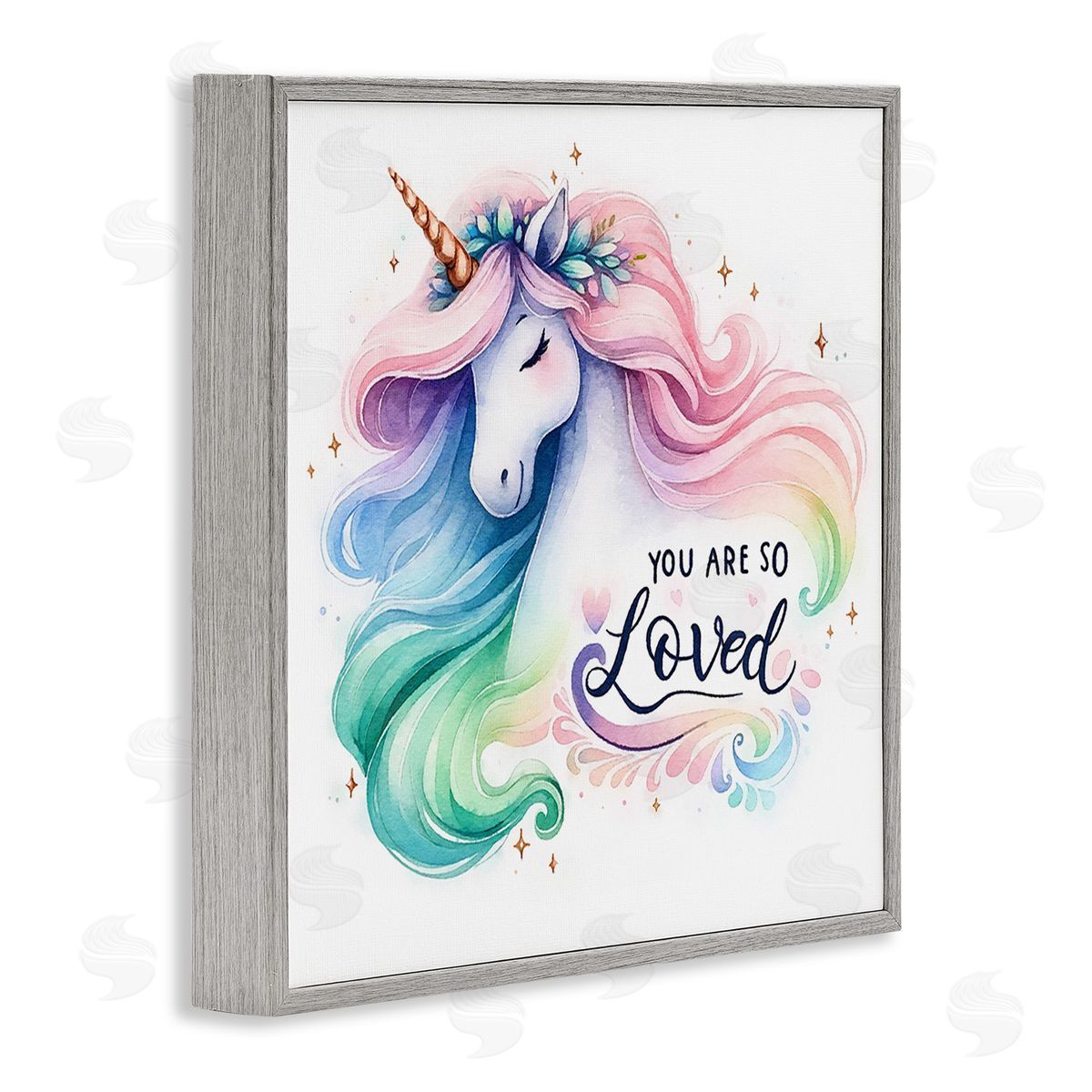Amanda Greenwood So Loved Unicorn Gray Framed Giclee Wall Art Print