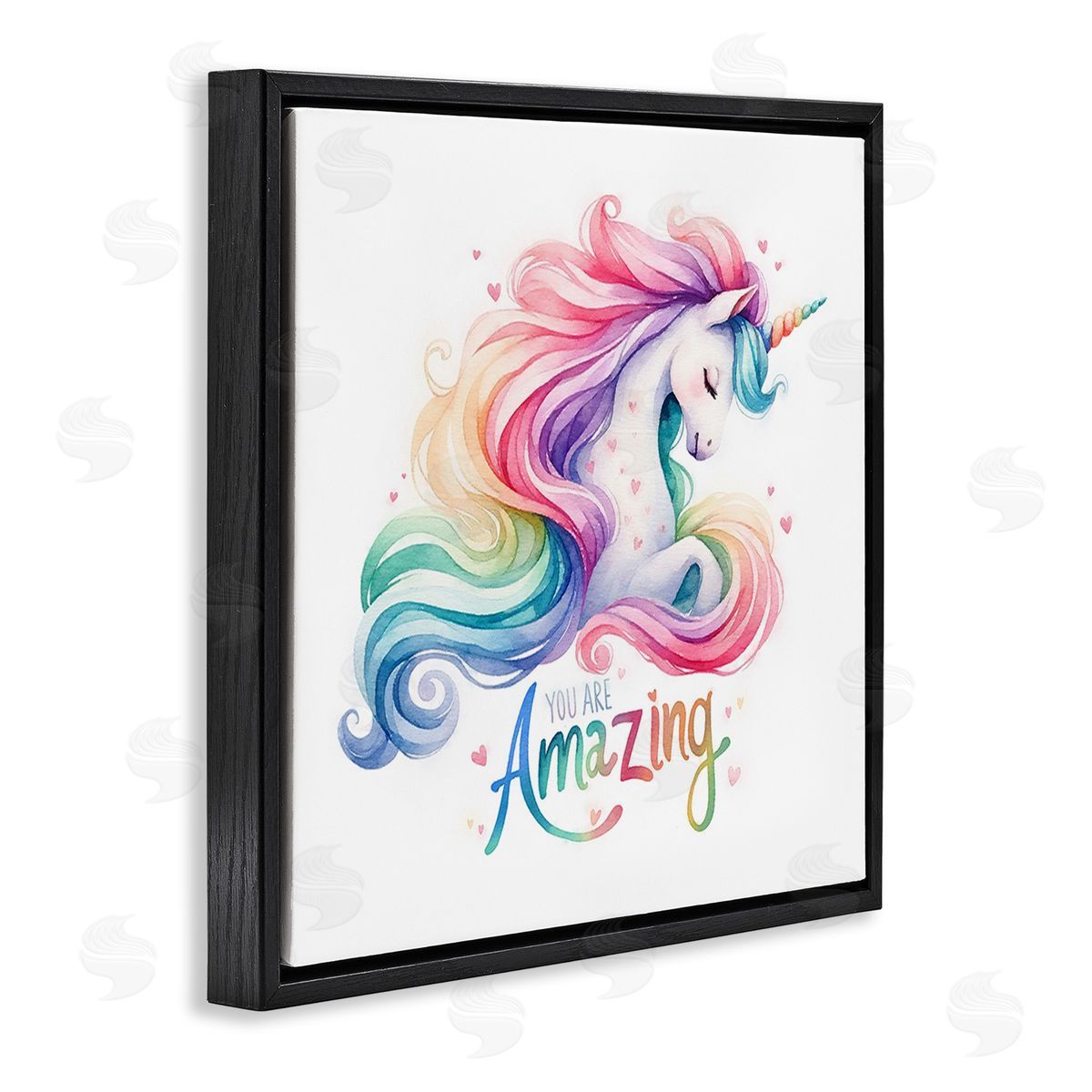 Amanda Greenwood You Are Amazing Unicorn Black Floating Frame Canvas Wall Art Print
