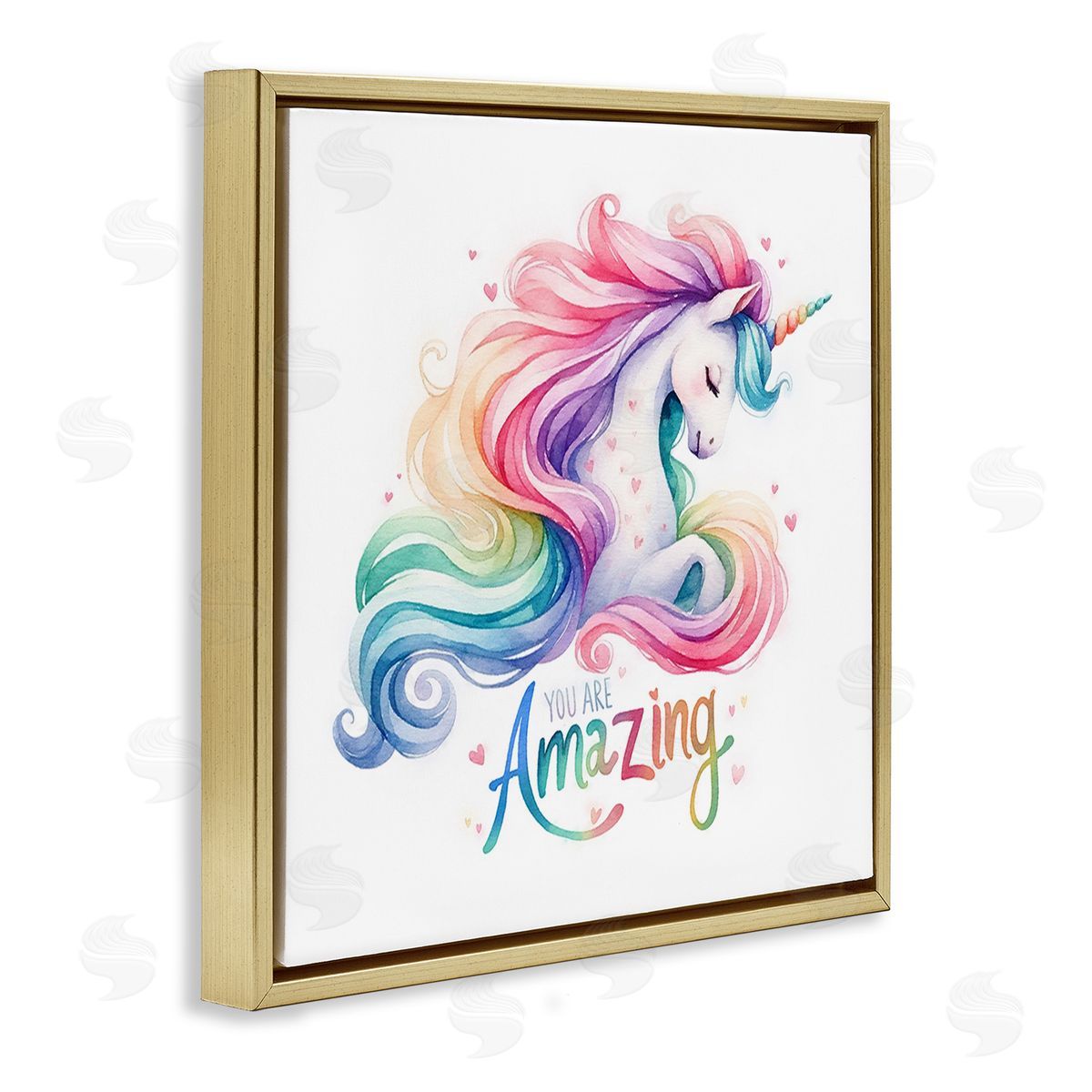 Amanda Greenwood You Are Amazing Unicorn Gold Floating Frame Canvas Wall Art Print