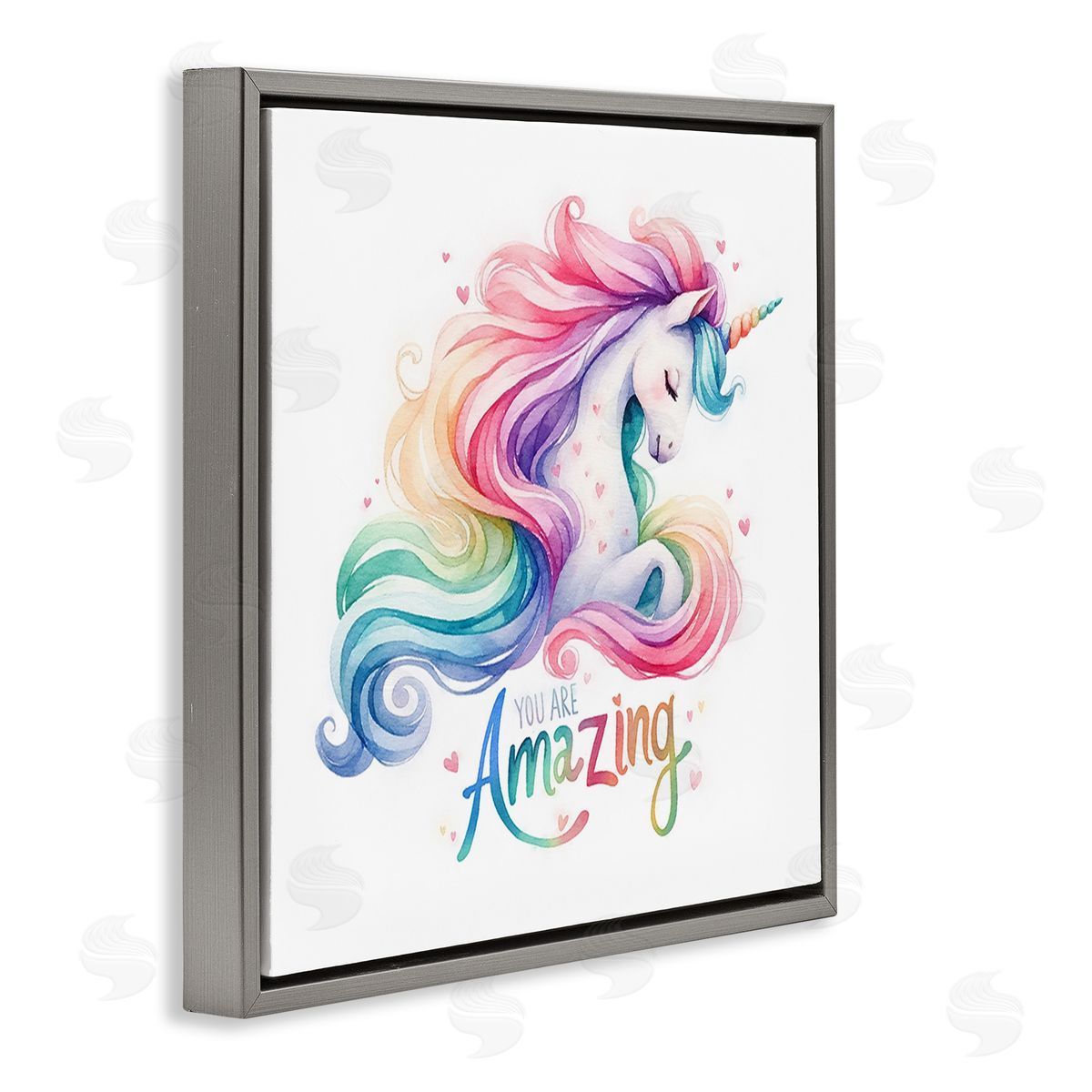 Amanda Greenwood You Are Amazing Unicorn Gray Floating Frame Canvas Wall Art Print