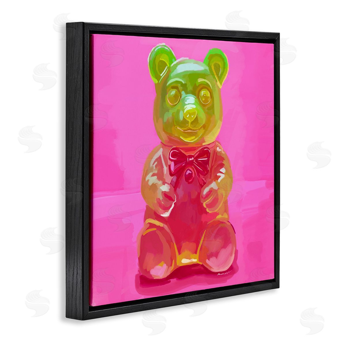 Amelia Noyes Bold Candy Bear Black Floating Frame Canvas Wall Art Print