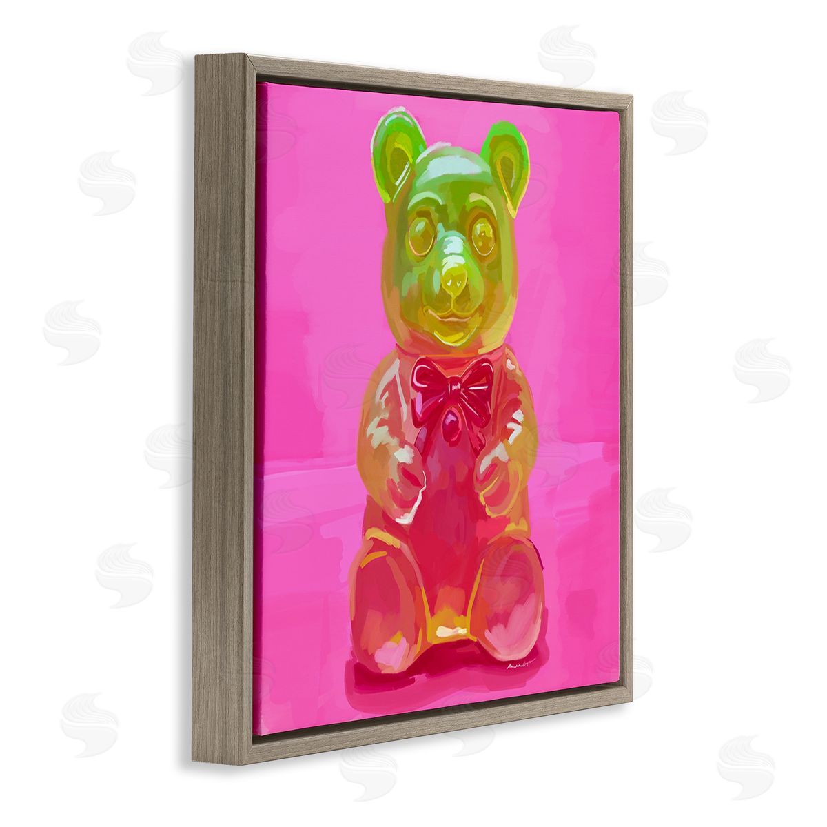 Amelia Noyes Bold Candy Bear Brown Floating Frame Canvas Wall Art Print