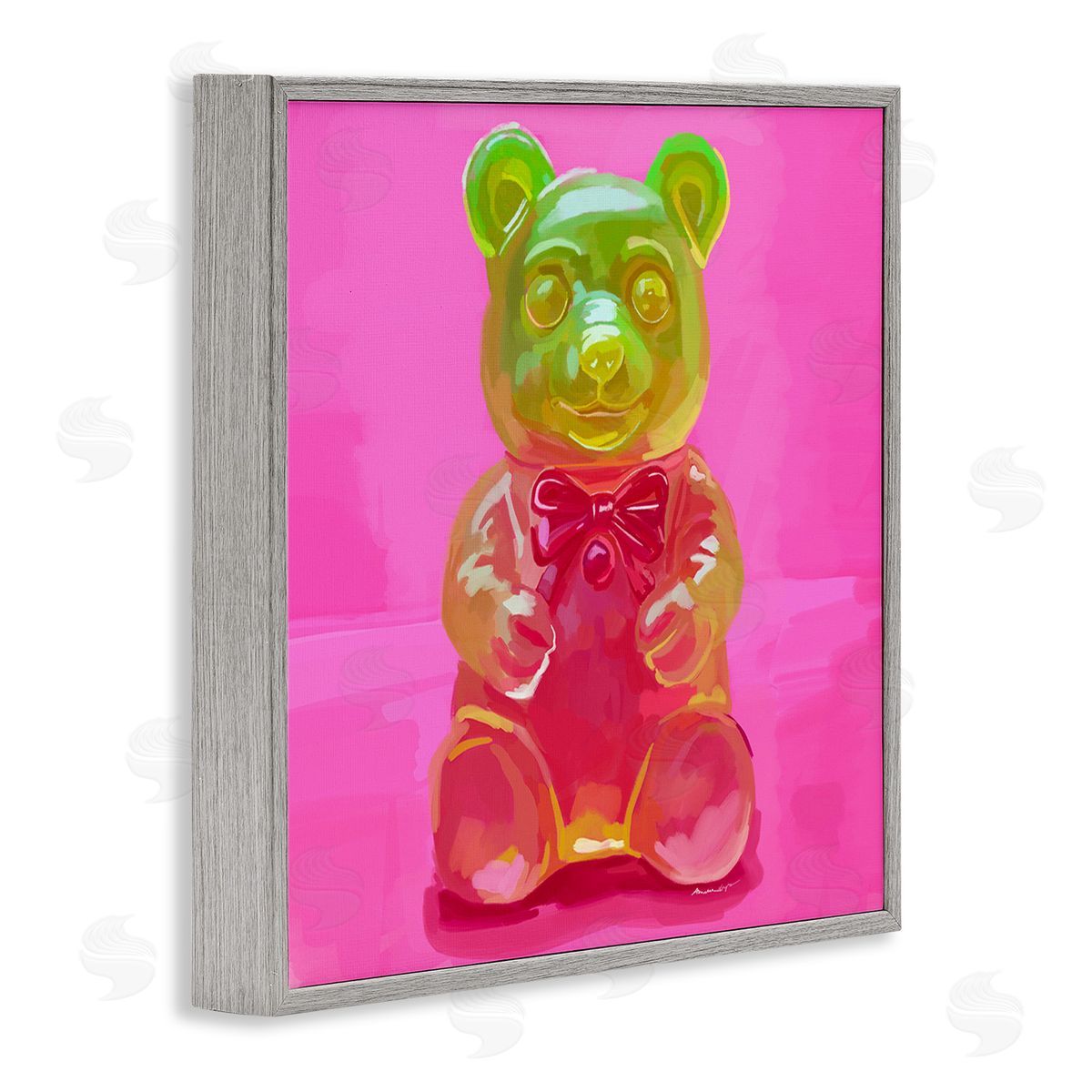 Amelia Noyes Bold Candy Bear Gray Framed Giclee Wall Art Print