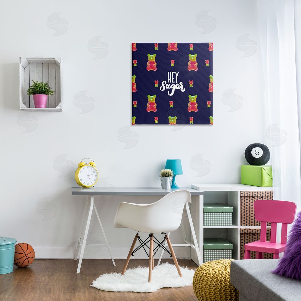 Amelia Noyes Hey Sugar Candy Bear Canvas Wall Art Print in Room