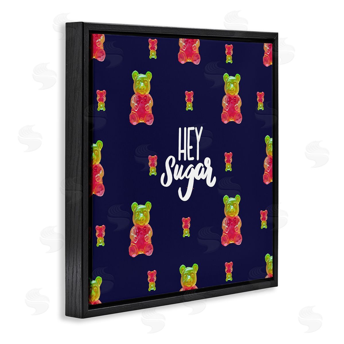 Amelia Noyes Hey Sugar Candy Bear Black Floating Frame Canvas Wall Art Print