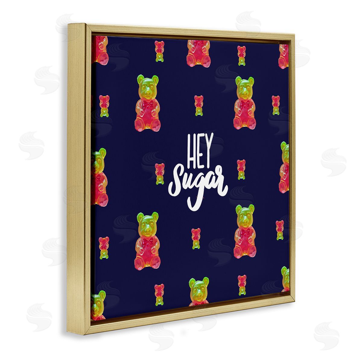 Amelia Noyes Hey Sugar Candy Bear Gold Floating Frame Canvas Wall Art Print