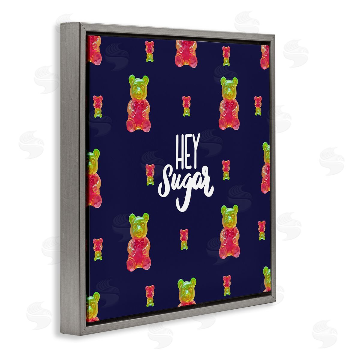 Amelia Noyes Hey Sugar Candy Bear Gray Floating Frame Canvas Wall Art Print