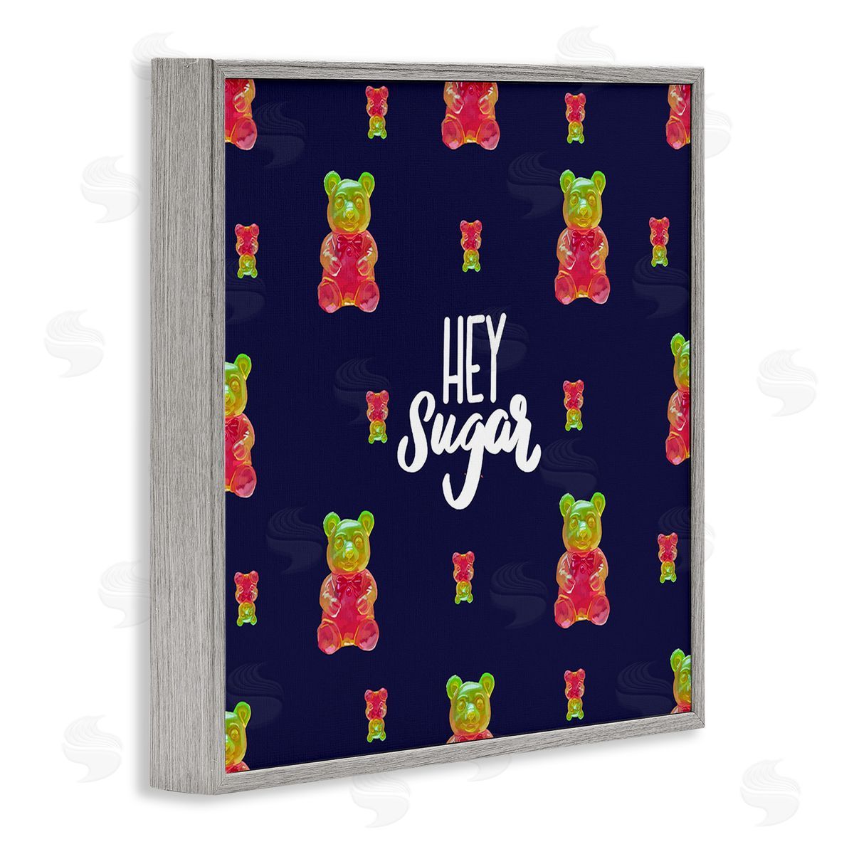 Amelia Noyes Hey Sugar Candy Bear Gray Framed Giclee Wall Art Print