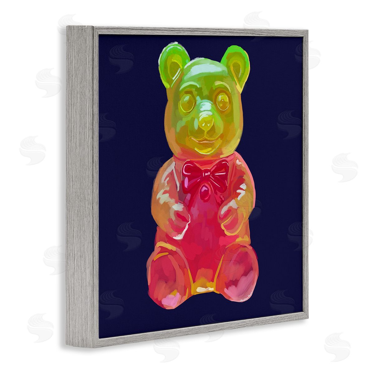 Amelia Noyes Candy Bear on Blue Gray Framed Giclee Wall Art Print