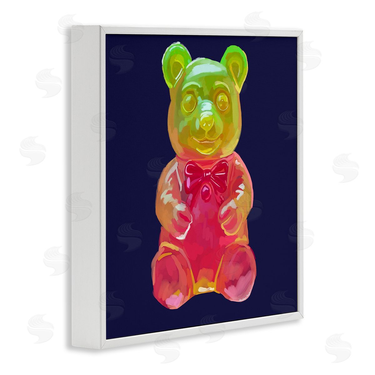 Amelia Noyes Candy Bear on Blue White Framed Giclee Wall Art Print