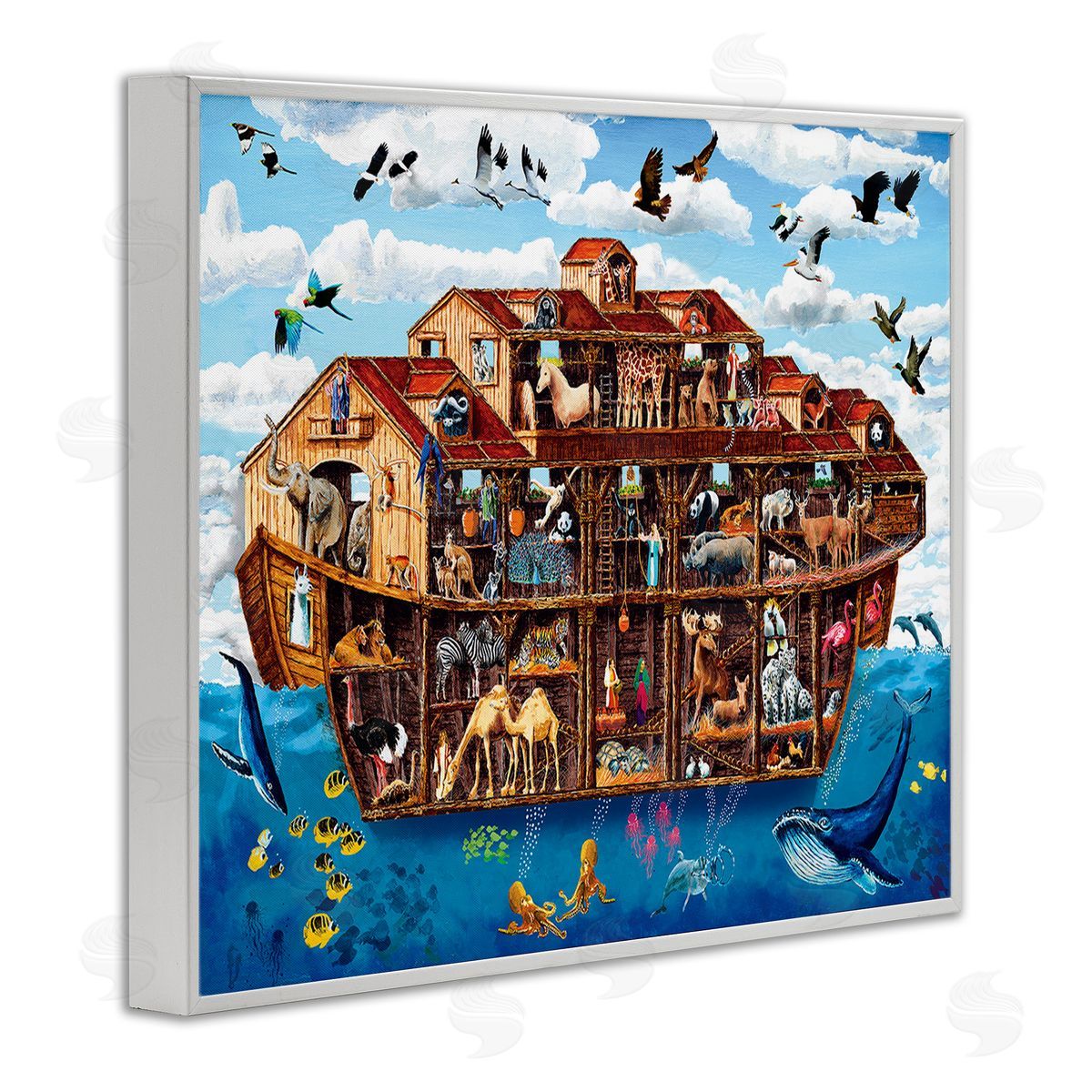 Art Poulin Noah's Ark Animals White Framed Giclee Wall Art Print