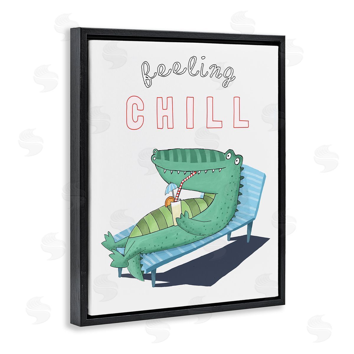 Carla Daly Feeling Chill Alligator Black Floating Frame Canvas Wall Art Print