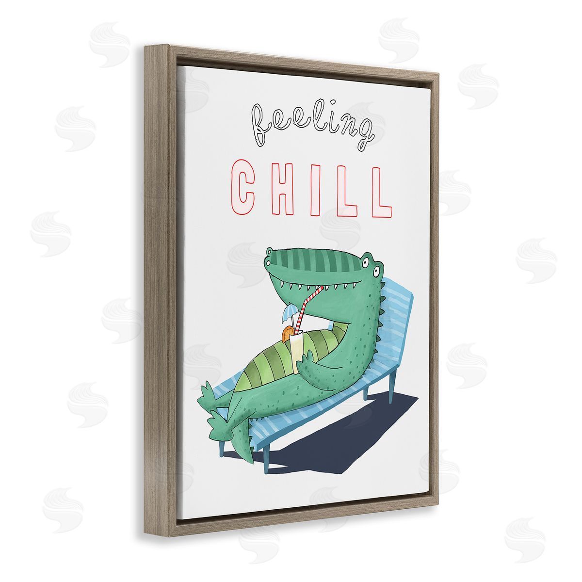 Carla Daly Feeling Chill Alligator Brown Floating Frame Canvas Wall Art Print
