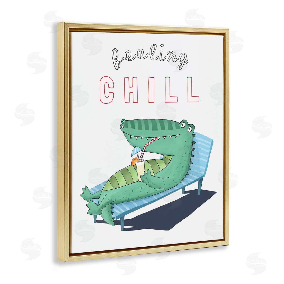 Carla Daly Feeling Chill Alligator Gold Floating Frame Canvas Wall Art Print