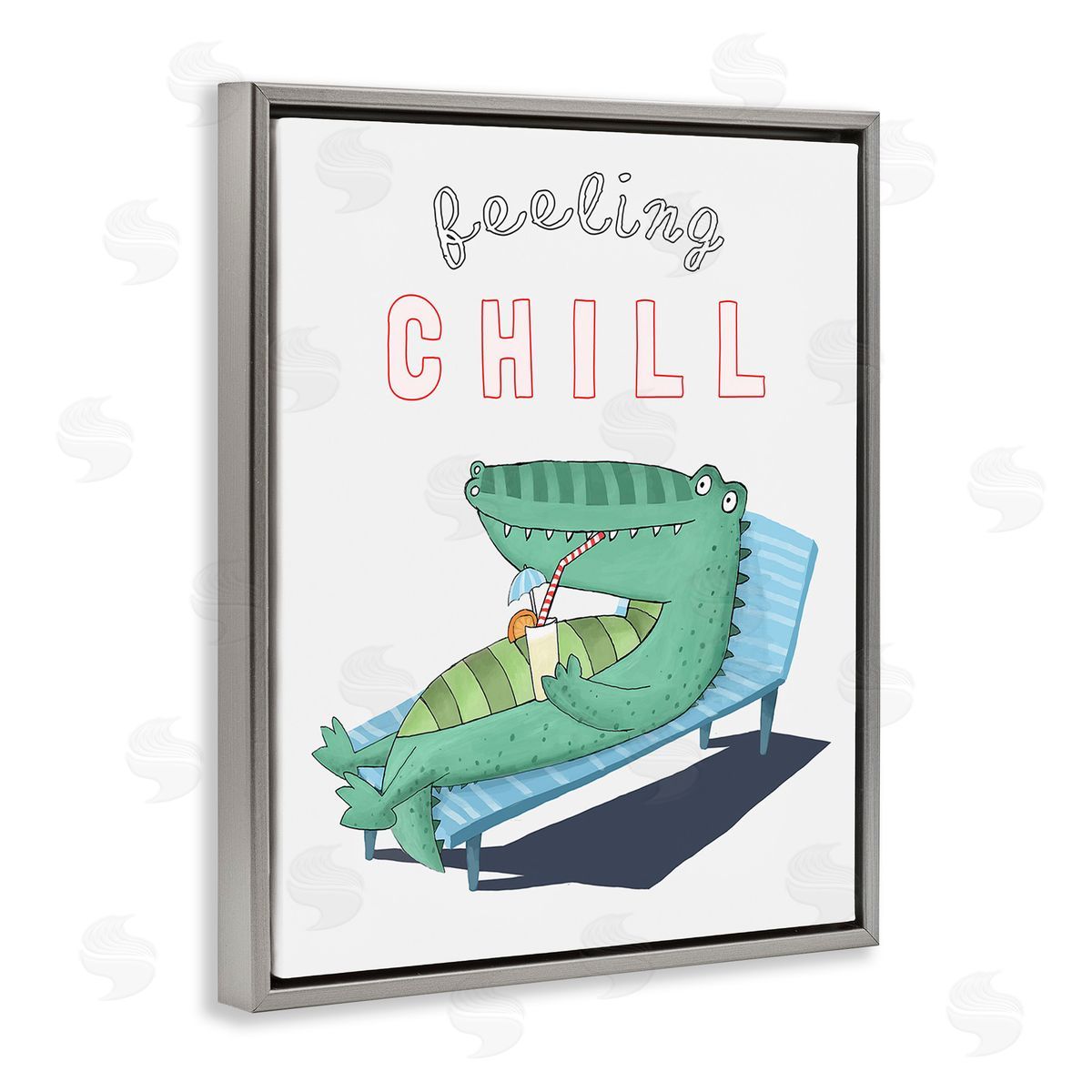 Carla Daly Feeling Chill Alligator Gray Floating Frame Canvas Wall Art Print