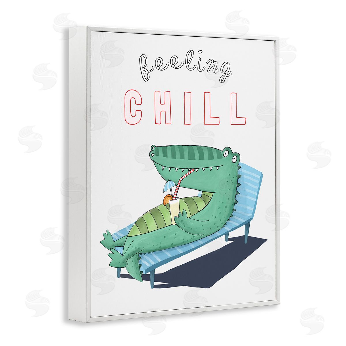Carla Daly Feeling Chill Alligator White Framed Giclee Wall Art Print