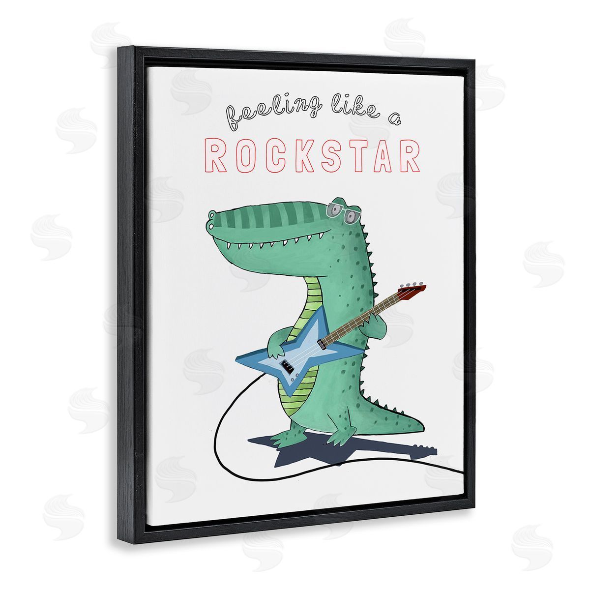 Carla Daly Like a Rockstar Alligator Black Floating Frame Canvas Wall Art Print