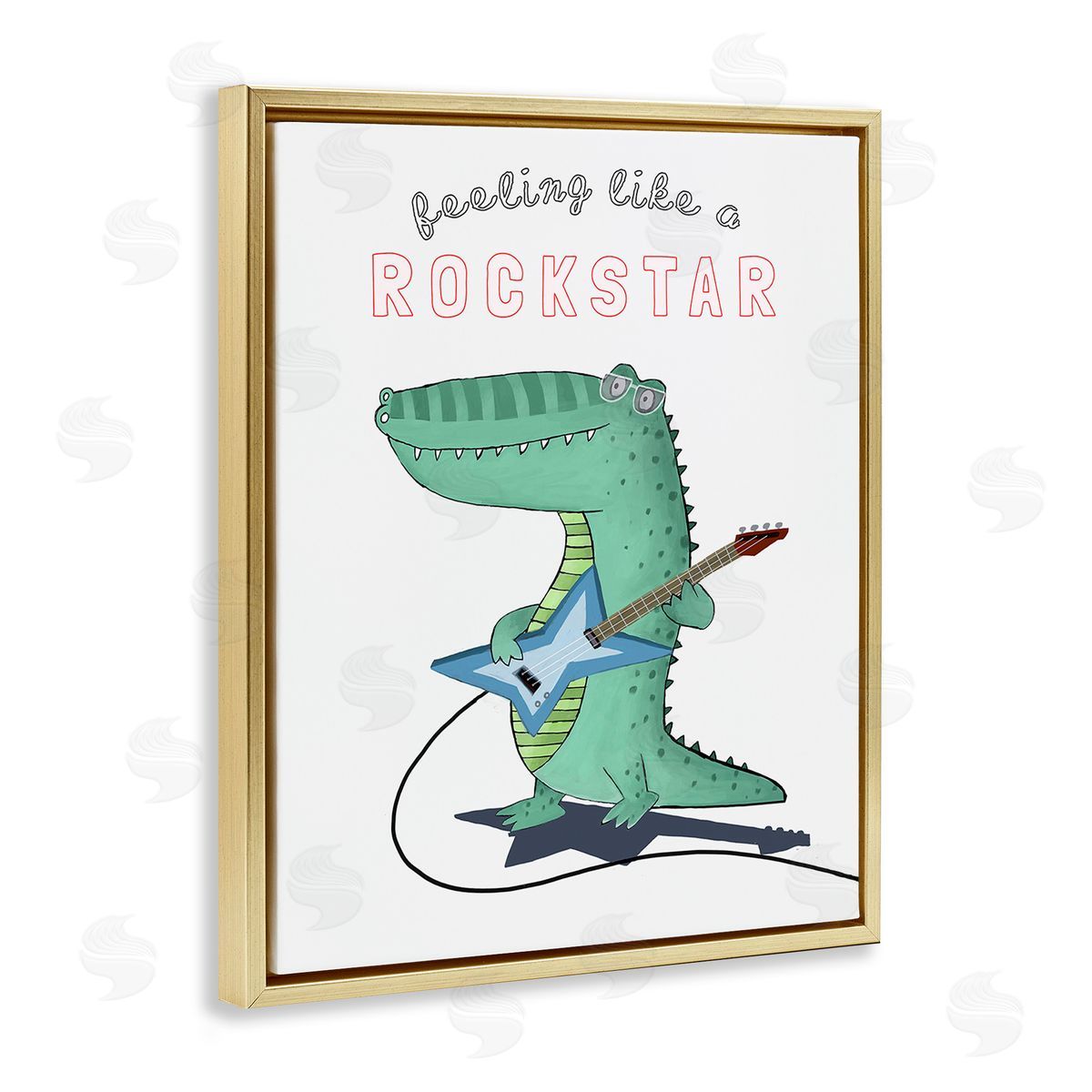 Carla Daly Like a Rockstar Alligator Gold Floating Frame Canvas Wall Art Print