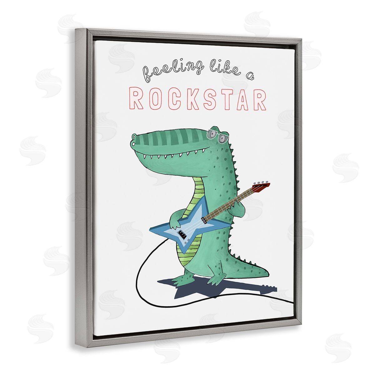 Carla Daly Like a Rockstar Alligator Gray Floating Frame Canvas Wall Art Print