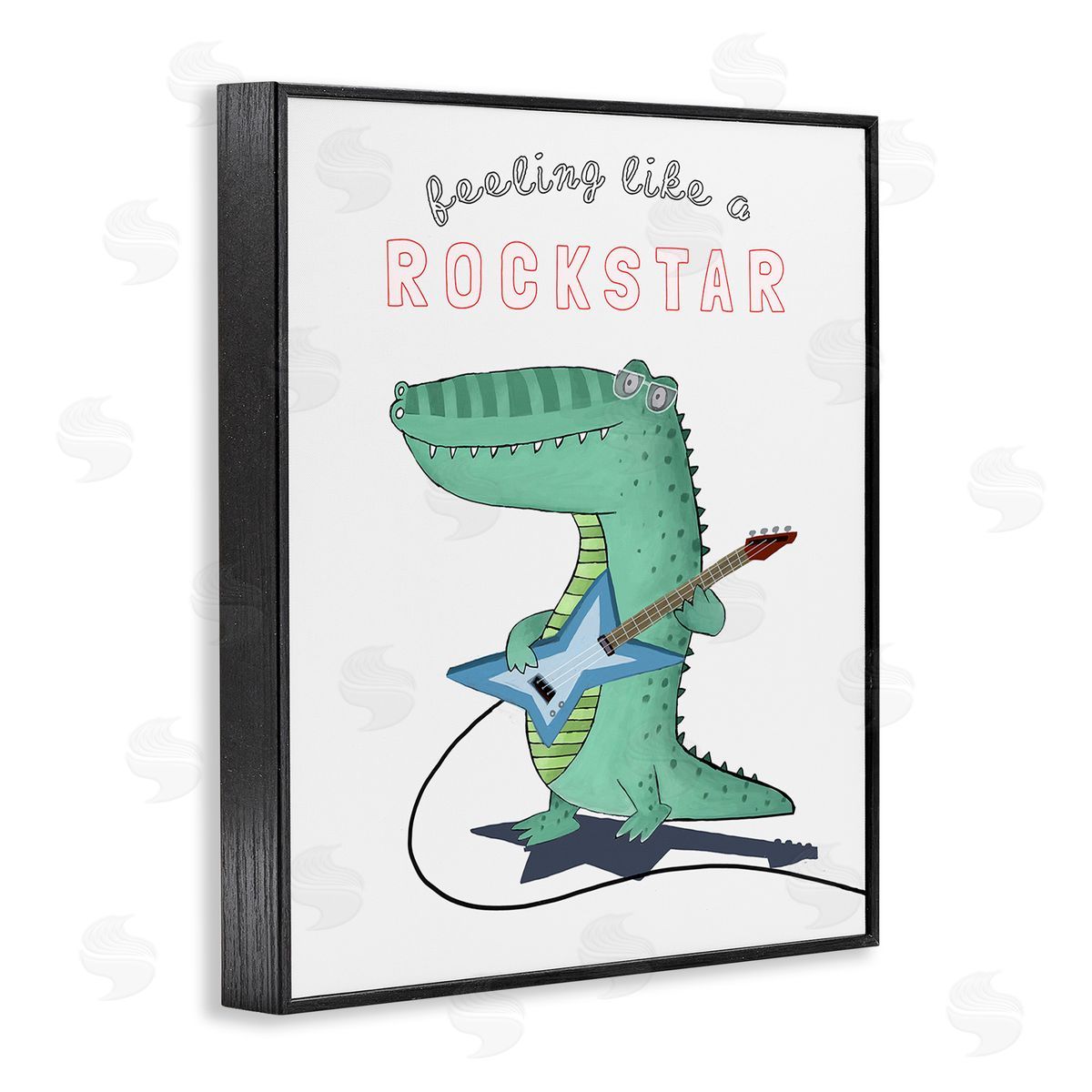 Carla Daly Like a Rockstar Alligator Black Framed Giclee Wall Art Print