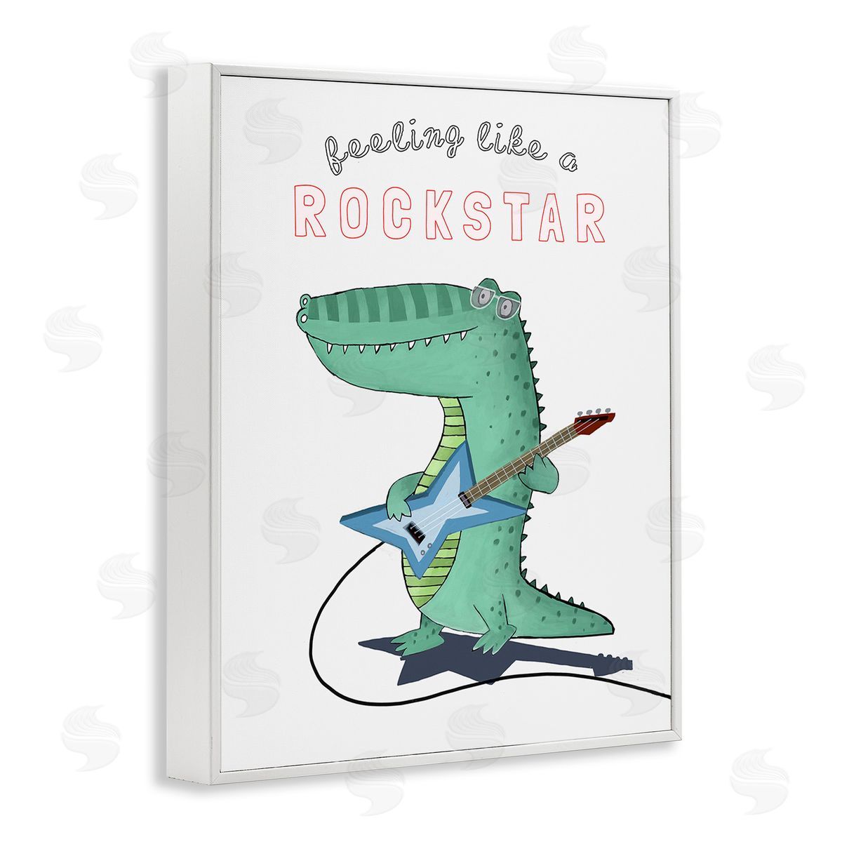 Carla Daly Like a Rockstar Alligator White Framed Giclee Wall Art Print