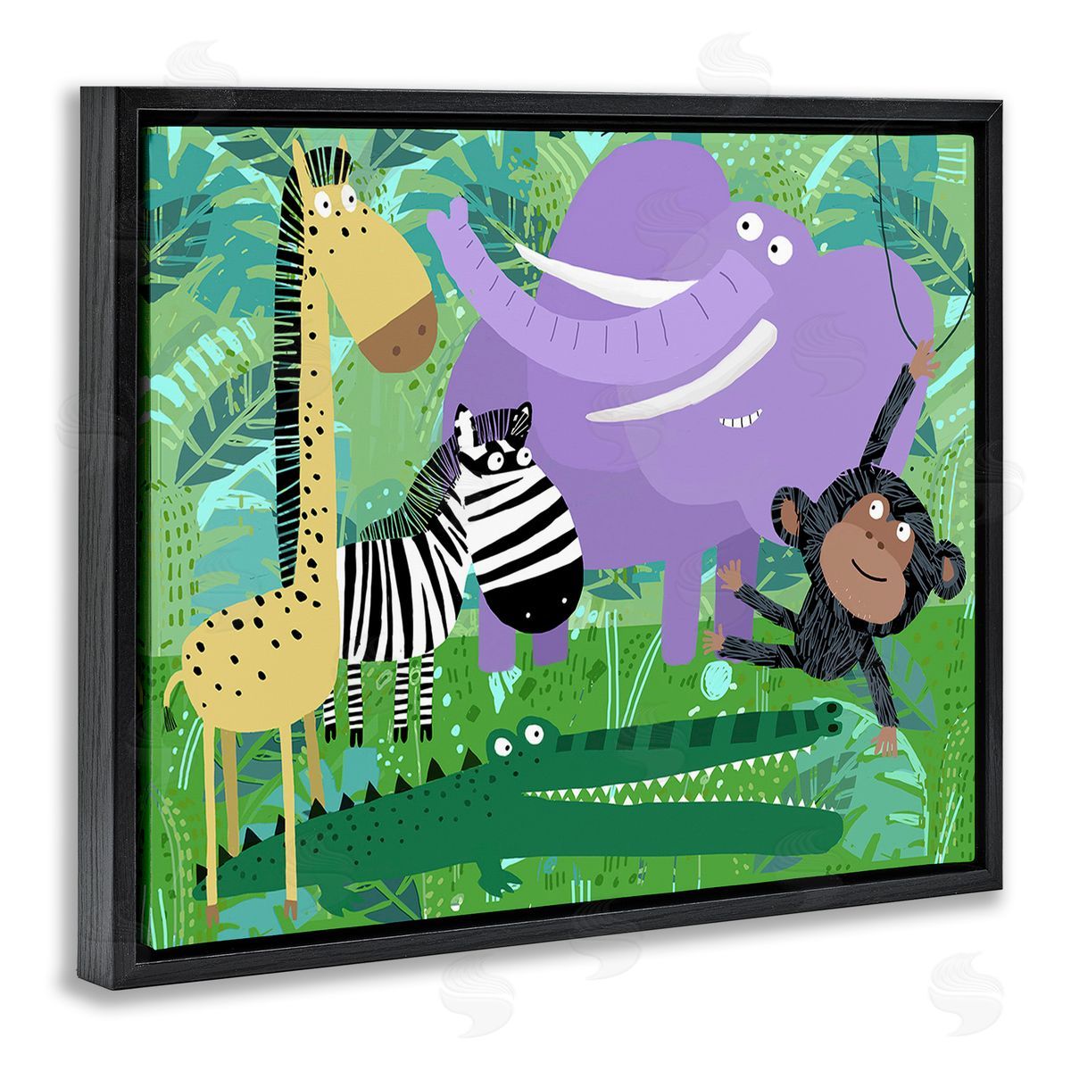 Carla Daly Jungle Wildlife Animals Black Floating Frame Canvas Wall Art Print