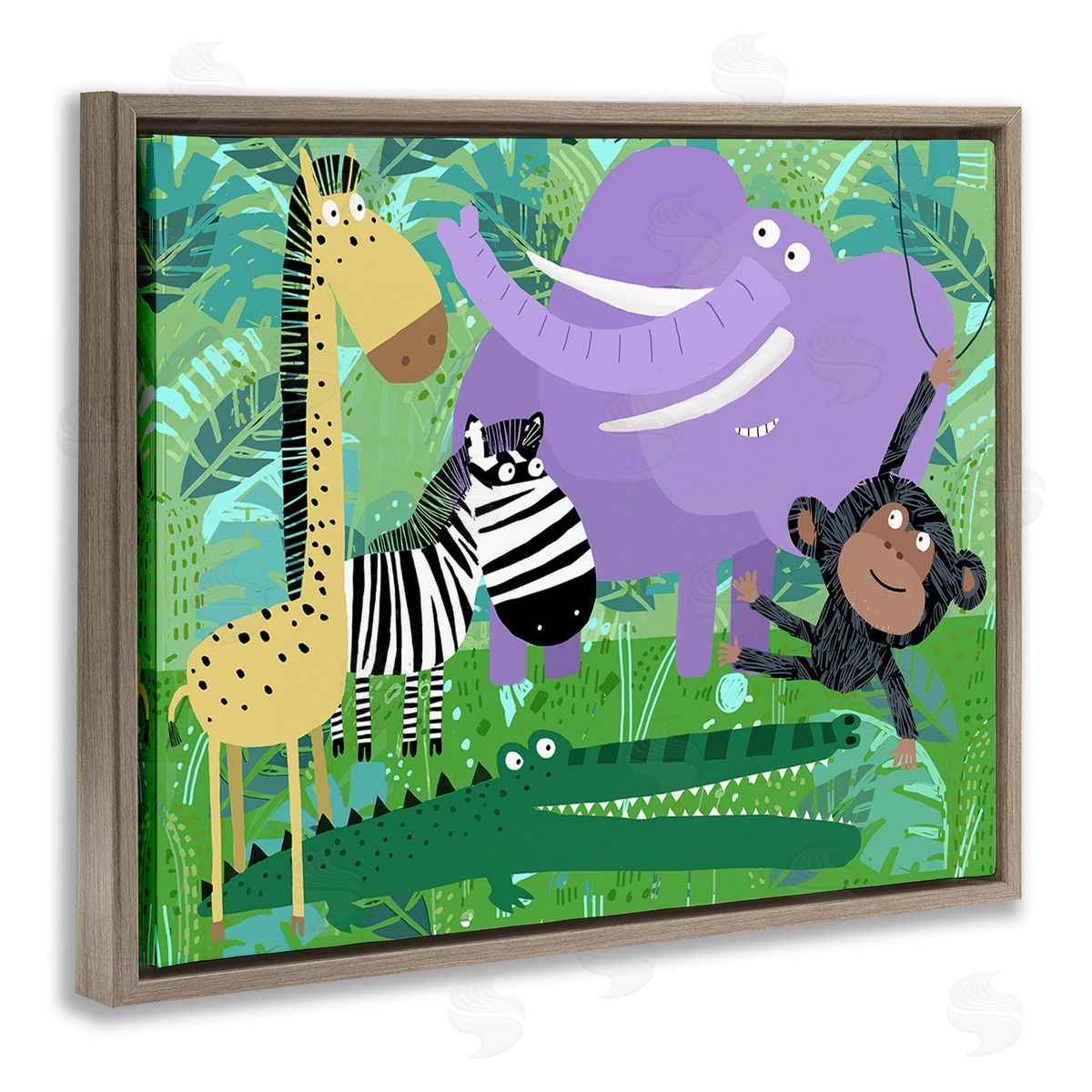 Carla Daly Jungle Wildlife Animals Brown Floating Frame Canvas Wall Art Print