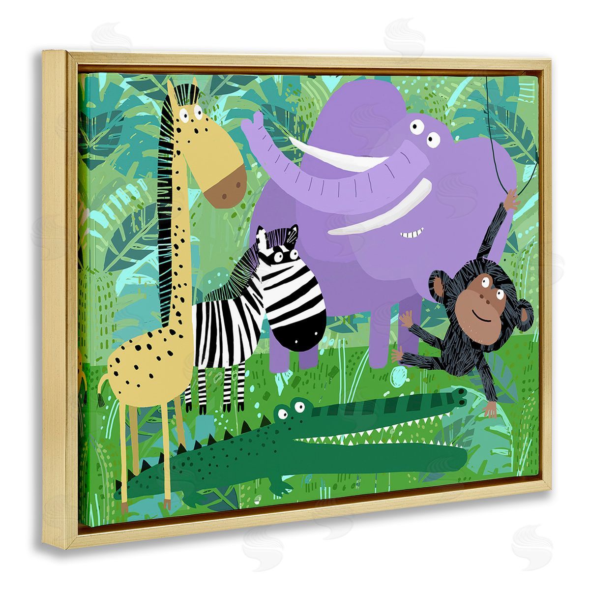 Carla Daly Jungle Wildlife Animals Gold Floating Frame Canvas Wall Art Print