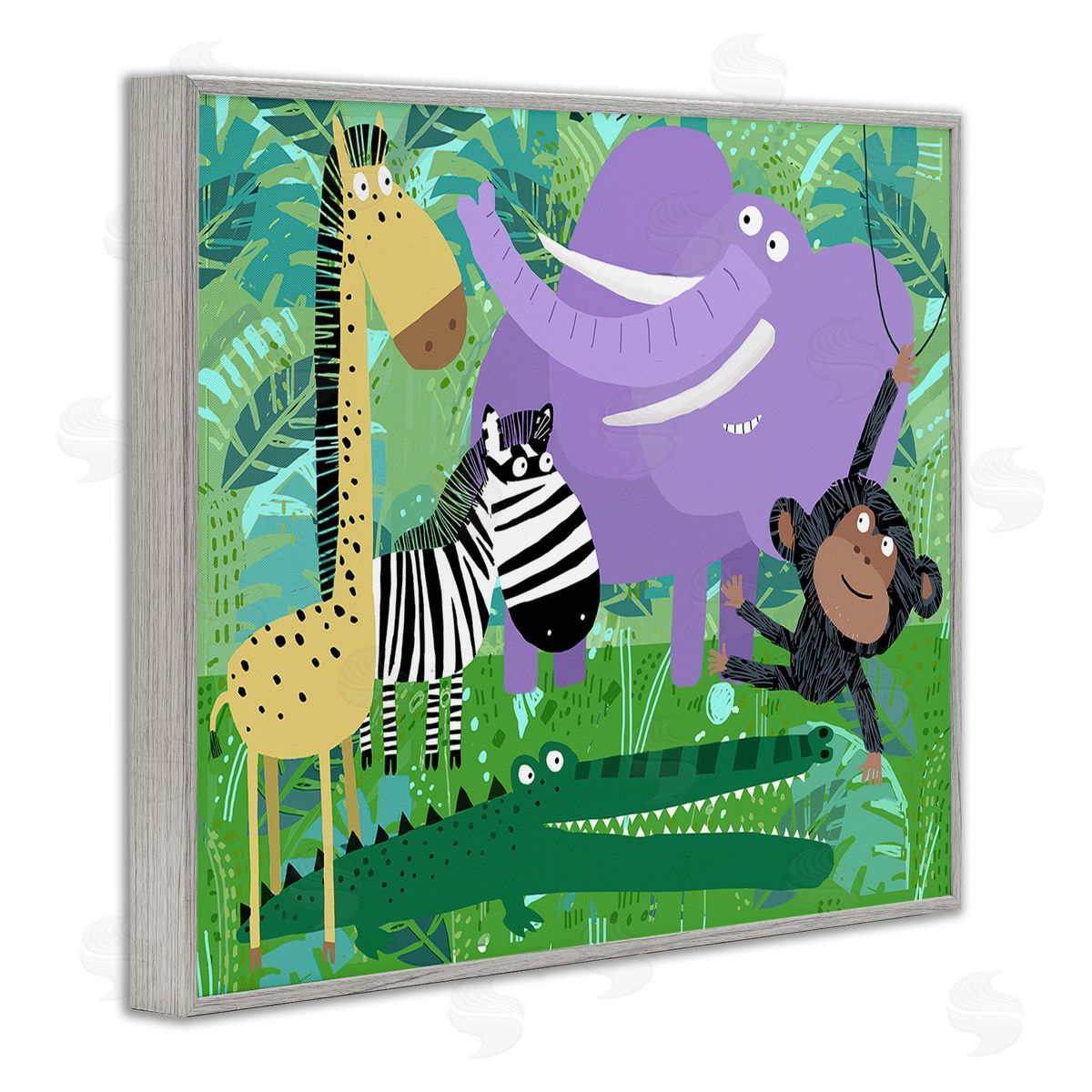Carla Daly Jungle Wildlife Animals Gray Framed Giclee Wall Art Print