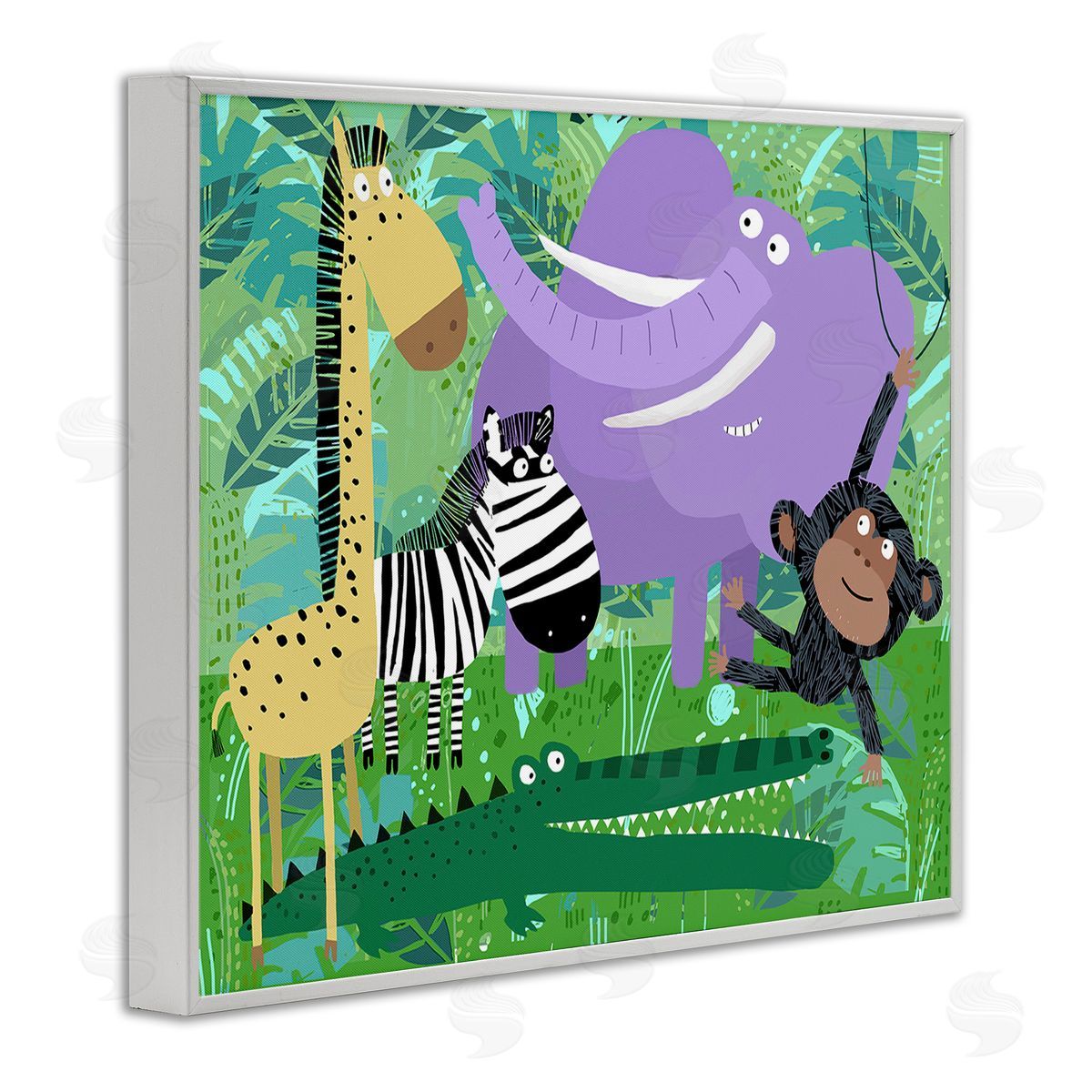 Carla Daly Jungle Wildlife Animals White Framed Giclee Wall Art Print