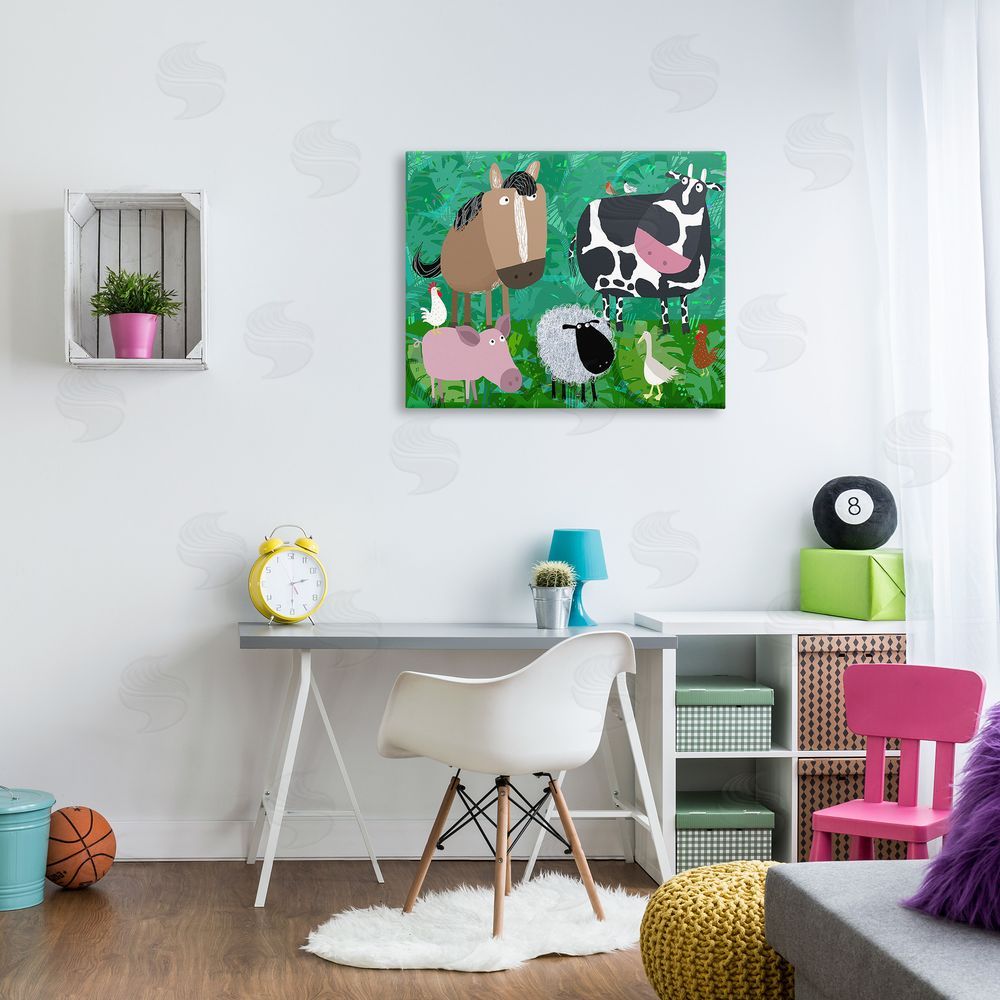 Carla Daly Farm Animals & Leaves Canvas Wall Art Print in Room