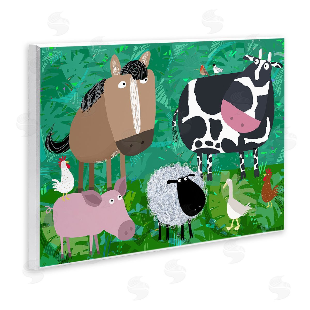 Carla Daly Farm Animals & Leaves Wooden Wall Plaque Art Print