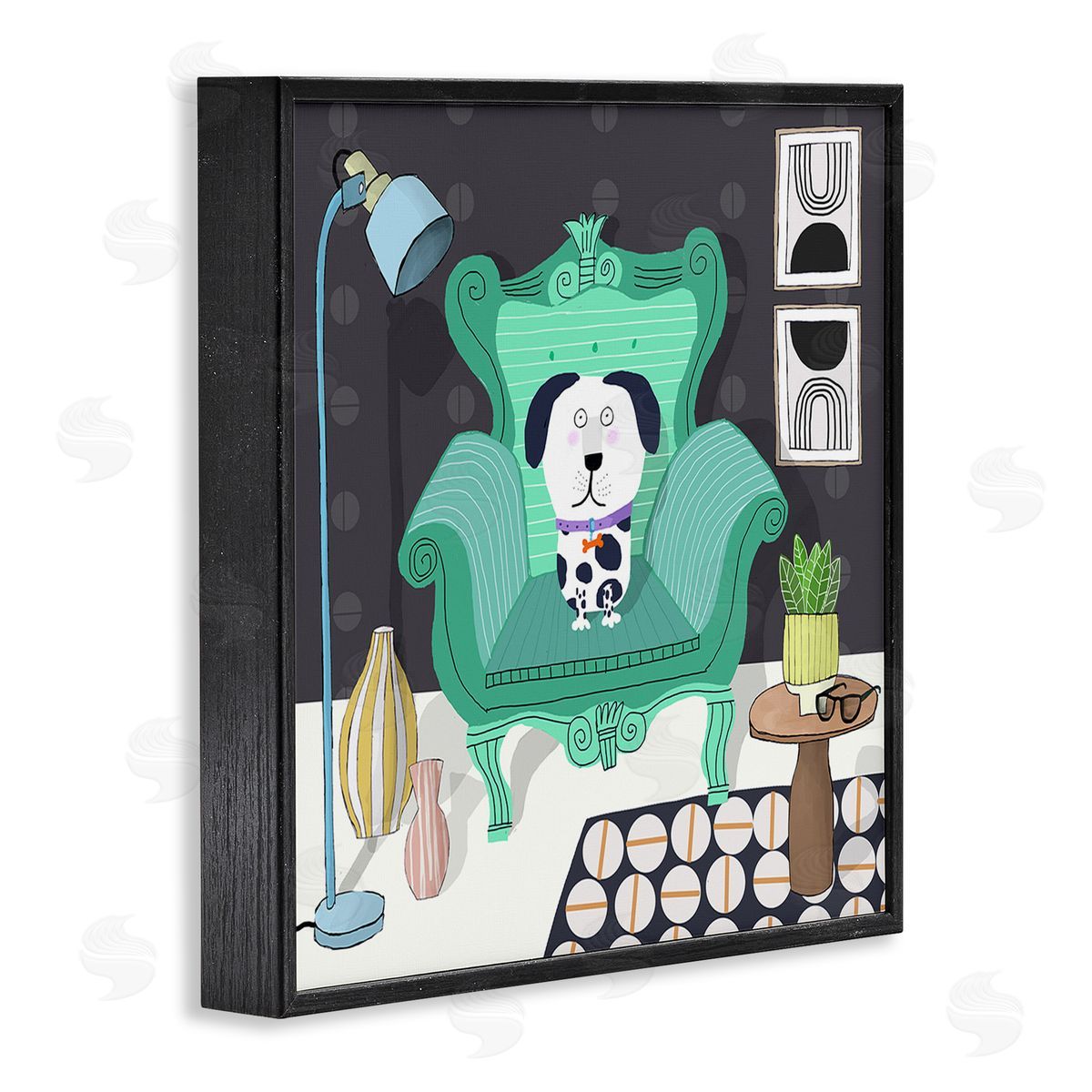 Carla Daly Dog in Modern Room Black Framed Giclee Wall Art Print