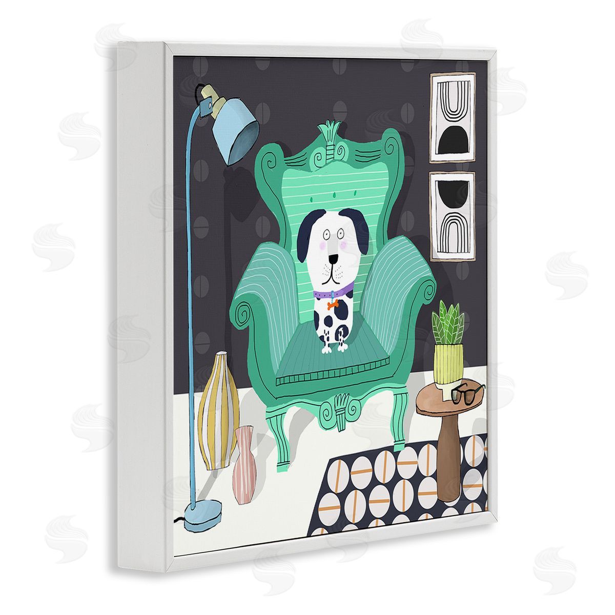 Carla Daly Dog in Modern Room White Framed Giclee Wall Art Print