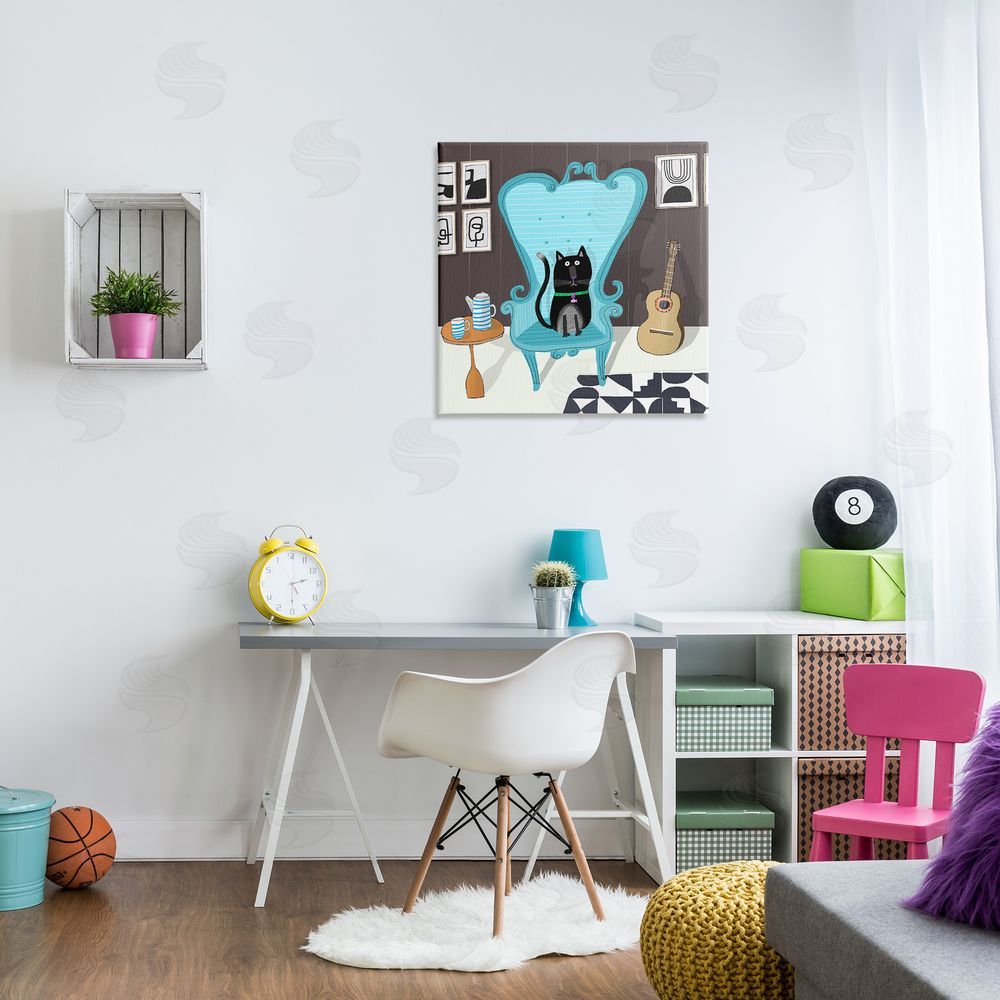 Carla Daly Cat in Modern Room Canvas Wall Art Print in Room