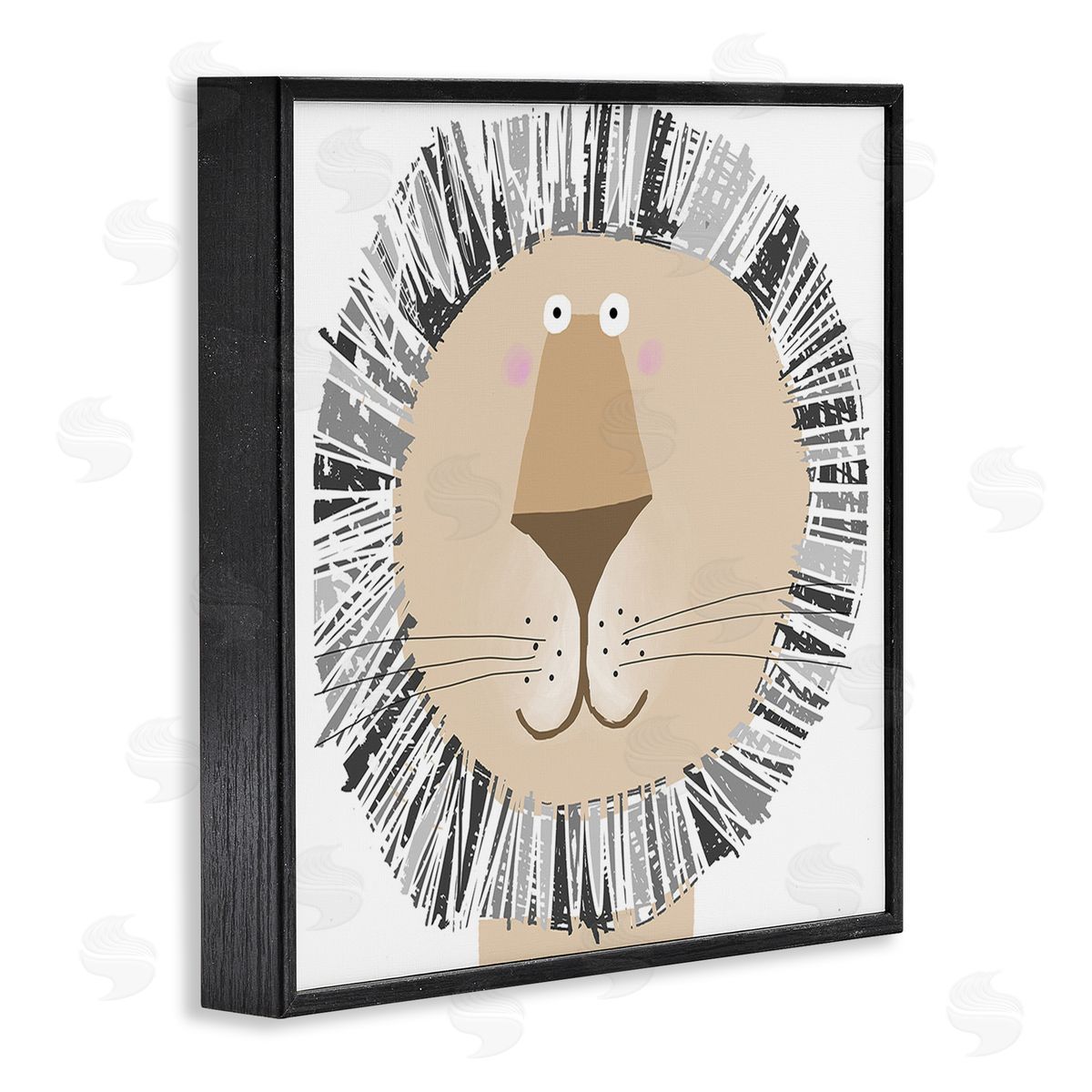 Carla Daly Cartoon Lion Smile Black Framed Giclee Wall Art Print