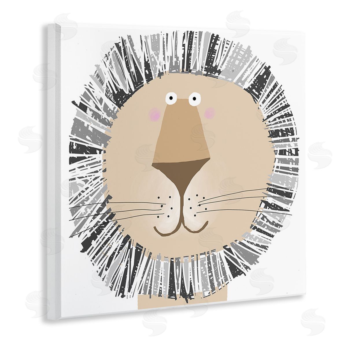 Carla Daly Cartoon Lion Smile Wooden Wall Plaque Art Print