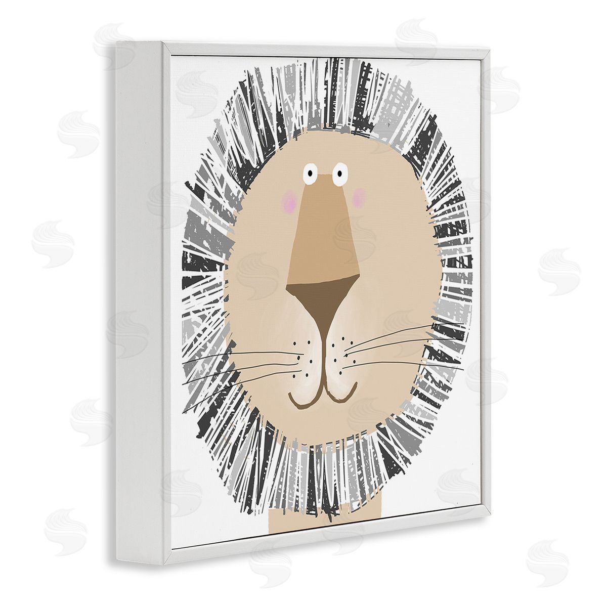 Carla Daly Cartoon Lion Smile White Framed Giclee Wall Art Print