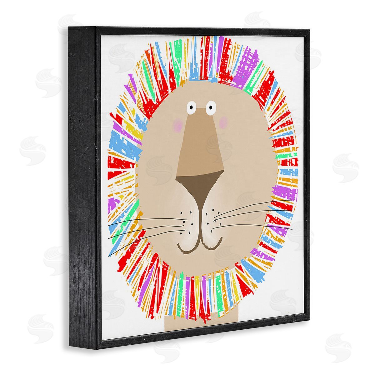 Carla Daly Lion with Rainbow Mane Black Framed Giclee Wall Art Print