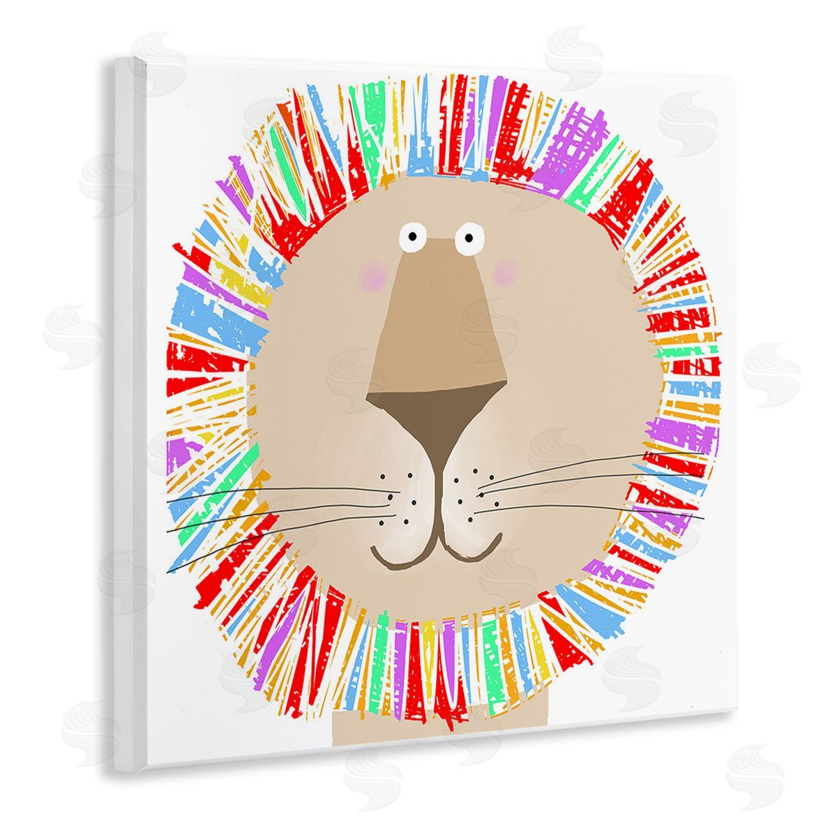 Carla Daly Lion with Rainbow Mane Wooden Wall Plaque Art Print
