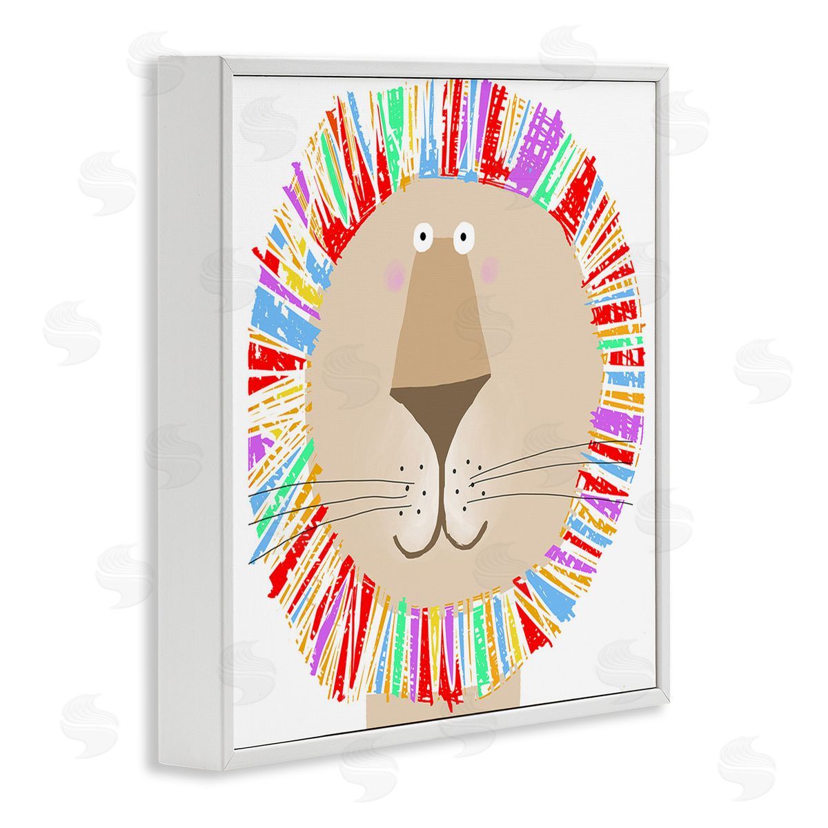 Carla Daly Lion with Rainbow Mane White Framed Giclee Wall Art Print