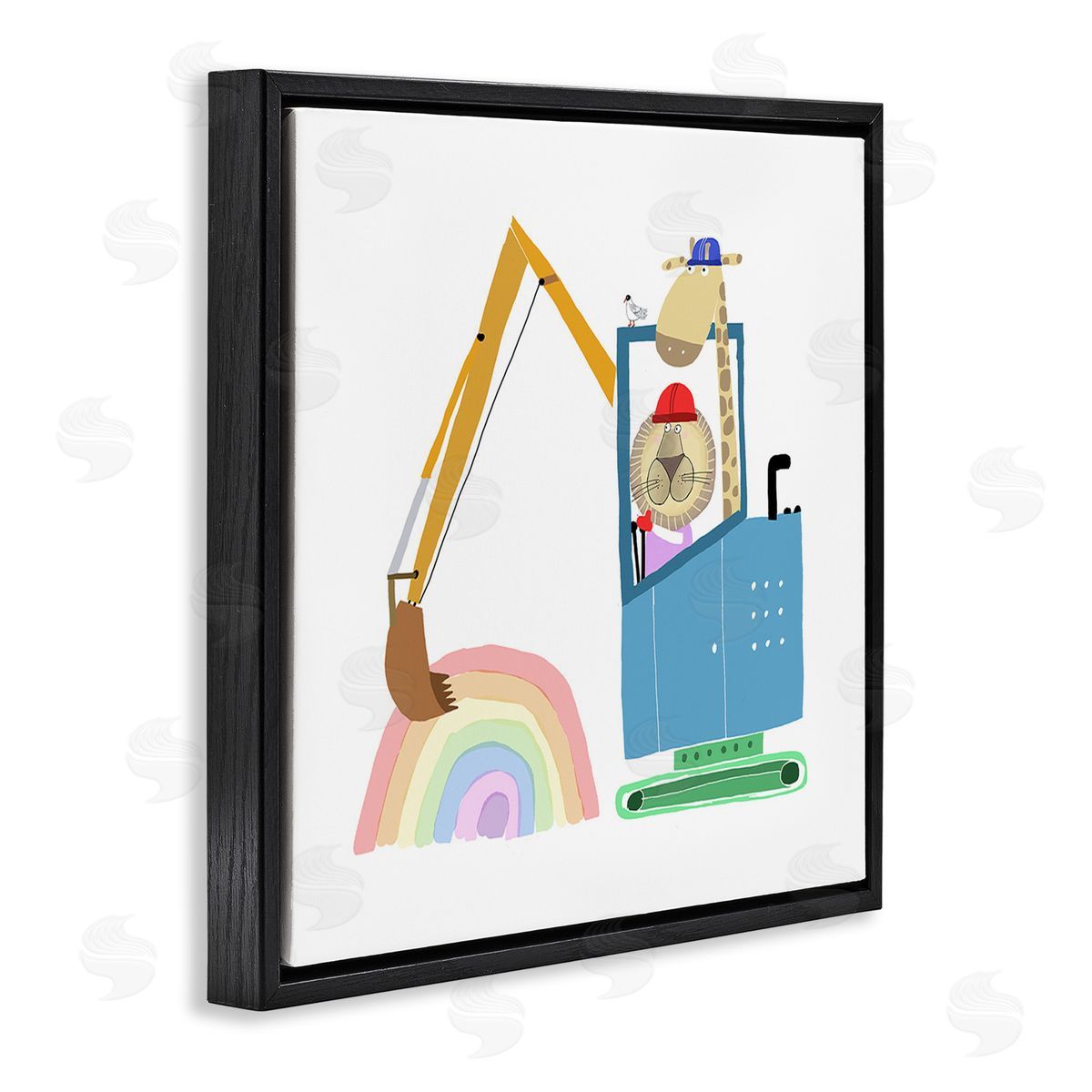Carla Daly Animals Digging Rainbow Black Floating Frame Canvas Wall Art Print