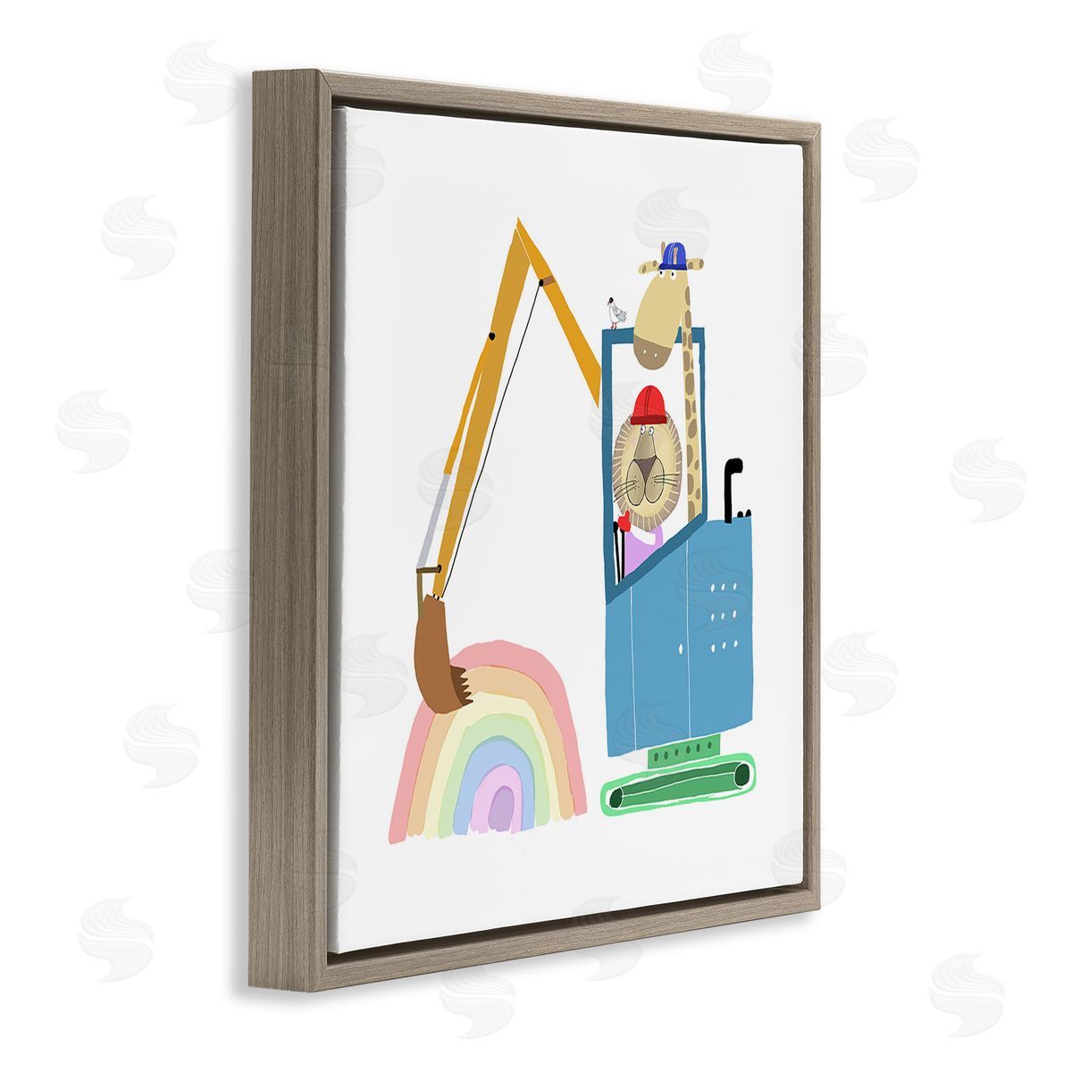Carla Daly Animals Digging Rainbow Brown Floating Frame Canvas Wall Art Print