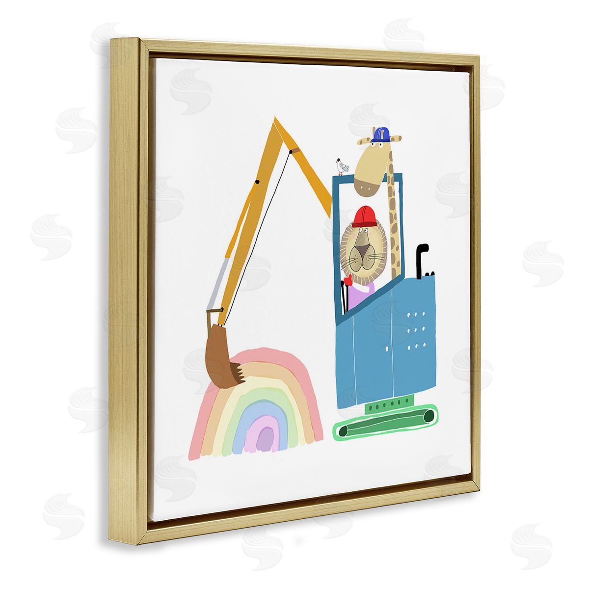 Carla Daly Animals Digging Rainbow Gold Floating Frame Canvas Wall Art Print
