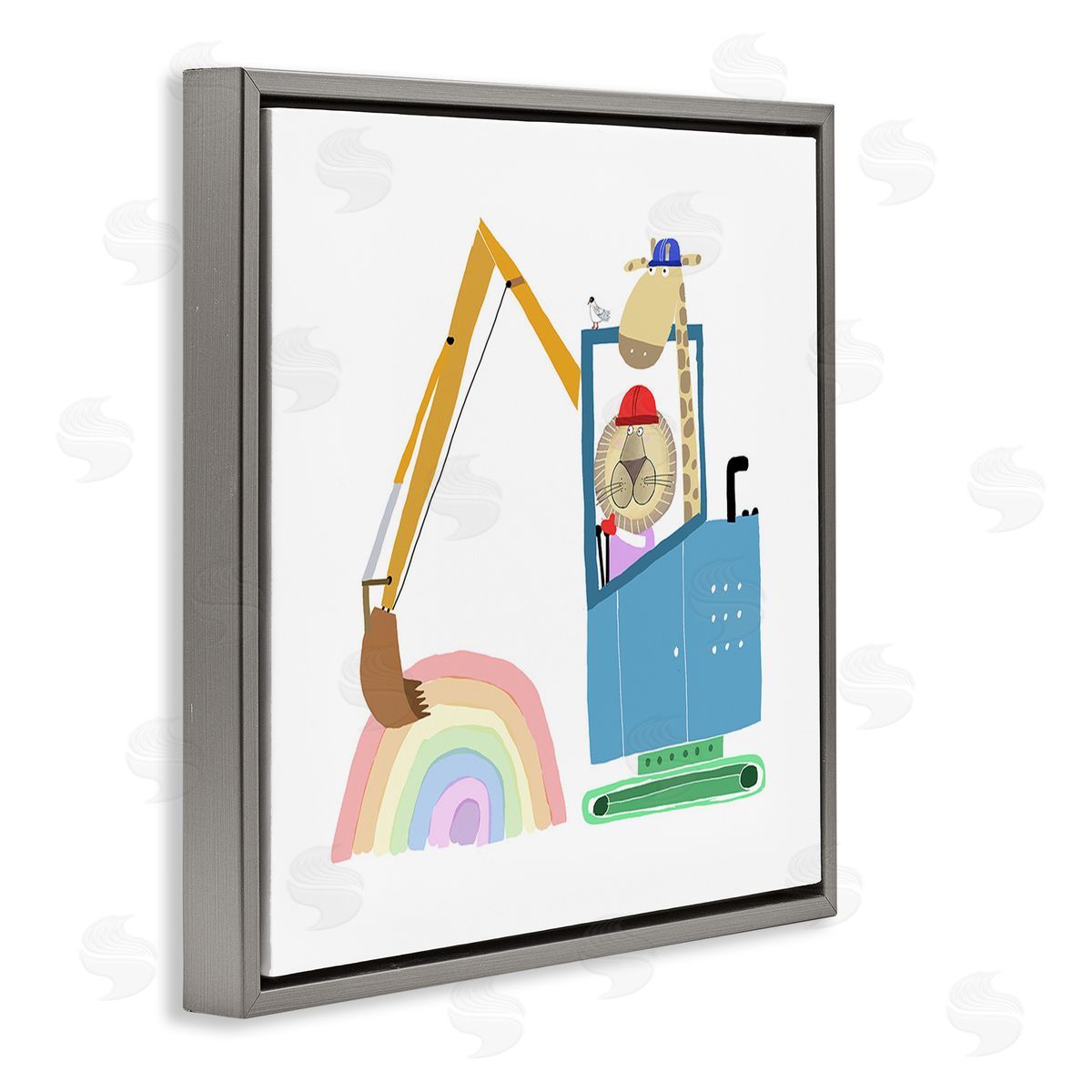 Carla Daly Animals Digging Rainbow Gray Floating Frame Canvas Wall Art Print