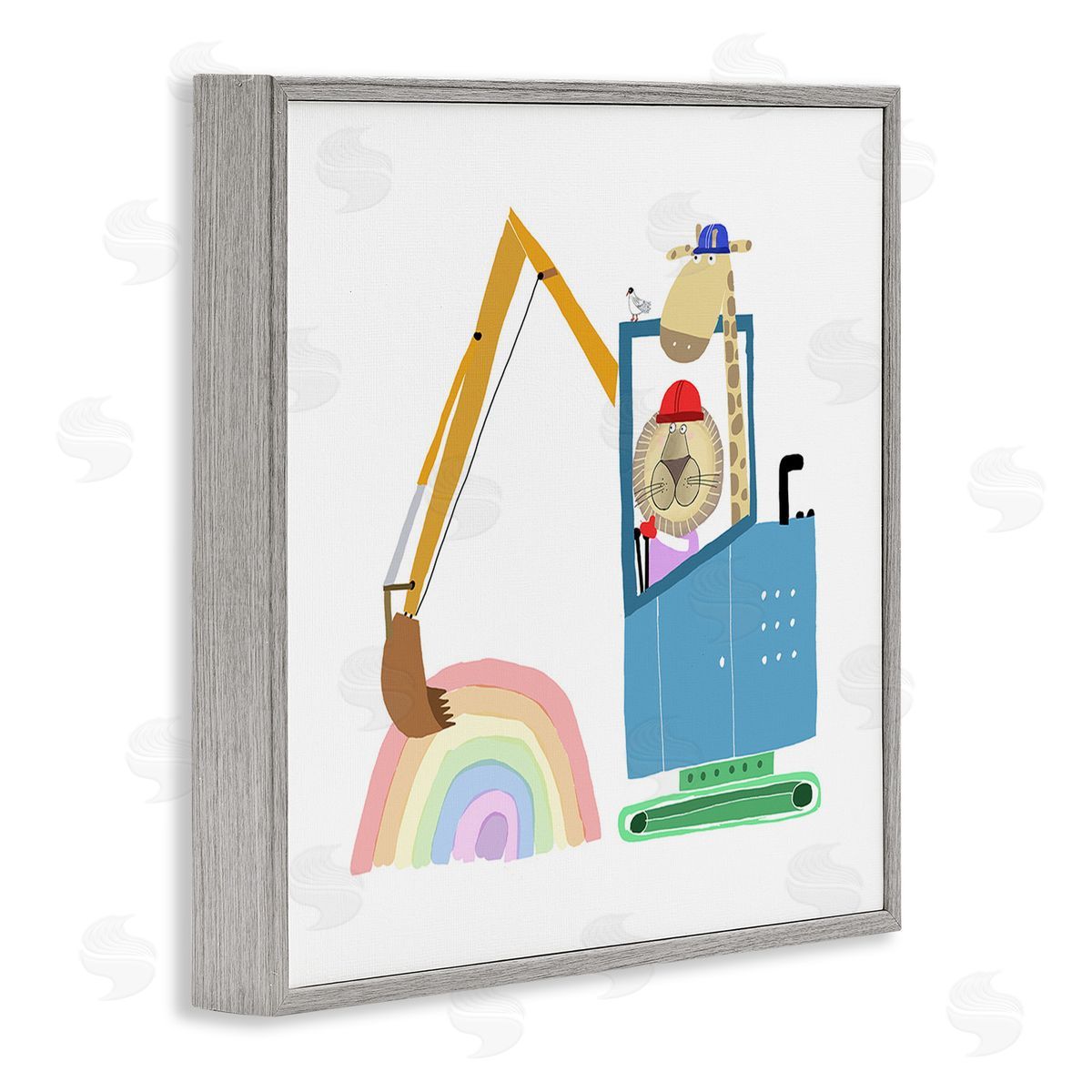 Carla Daly Animals Digging Rainbow Gray Framed Giclee Wall Art Print