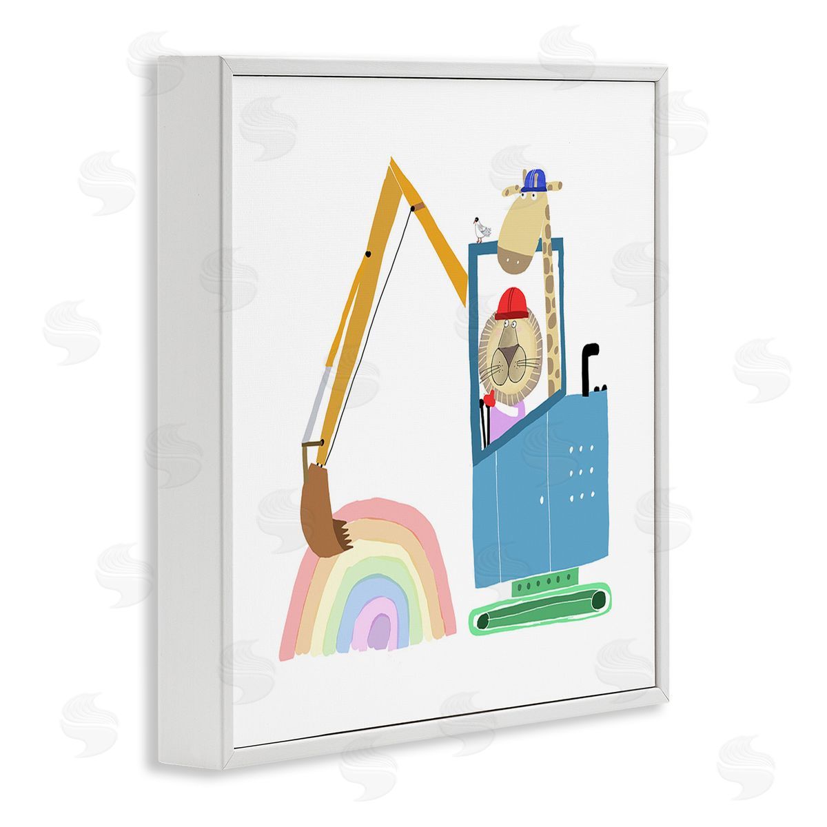 Carla Daly Animals Digging Rainbow White Framed Giclee Wall Art Print