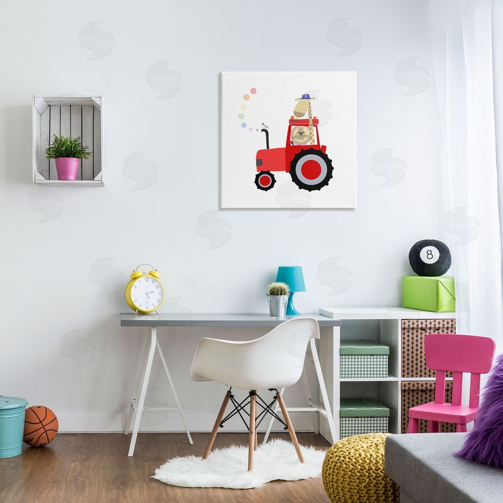 Carla Daly Animals Riding Tractor Canvas Wall Art Print in Room