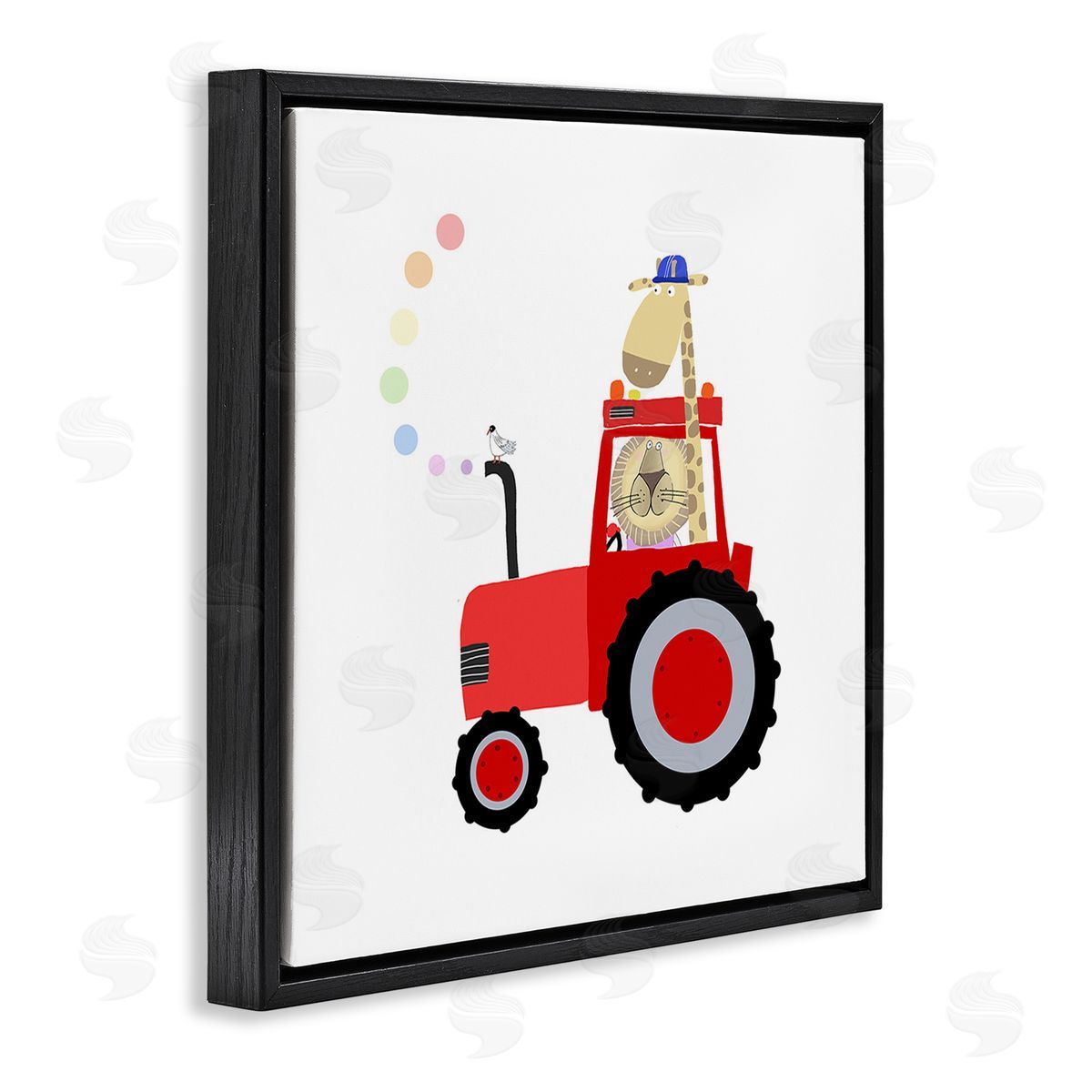 Carla Daly Animals Riding Tractor Black Floating Frame Canvas Wall Art Print