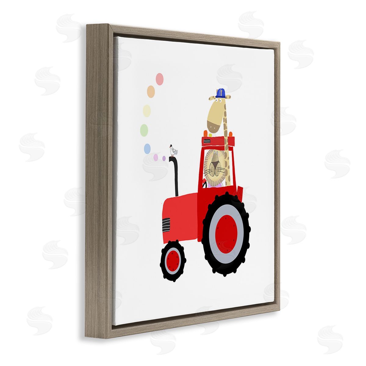 Carla Daly Animals Riding Tractor Brown Floating Frame Canvas Wall Art Print